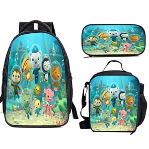 ikbagvbk the octo.nauts 3 piece kids study backpack,school backpack and lunch bag & pencil case set for student boys girls