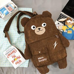 bafokrim Kawaii Backpack For Girls Boys teens Cute Bear Large Capacity Fashion Leisure Backpack With Small Bag (Brown)