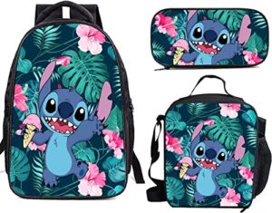 zhizhu cartoon school bags cartoon backpack girls backpack cosplay trip bag (backpack,lunch box pencil case 3 in 1)