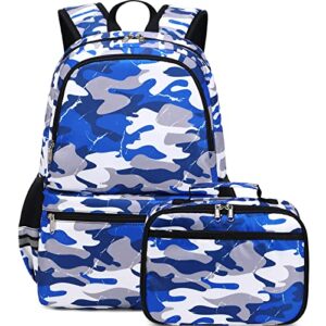 dsiue backpacks for boys school bags for kids elementary bookbag and lunch box set camo blue