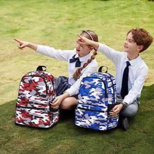 DSIUE Backpacks for Boys School Bags for Kids Elementary Bookbag and Lunch Box Set Camo Blue