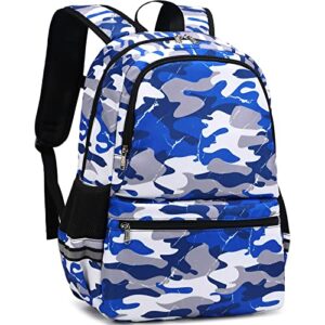 DSIUE Backpacks for Boys School Bags for Kids Elementary Bookbag and Lunch Box Set Camo Blue