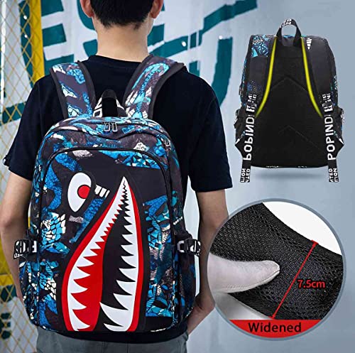Waterproof Backpack Shark Backpack,Cartoon Shoulder Bag Casual Shark Daypack Backpacks for Boys Girls Teens Adults (Style 4)