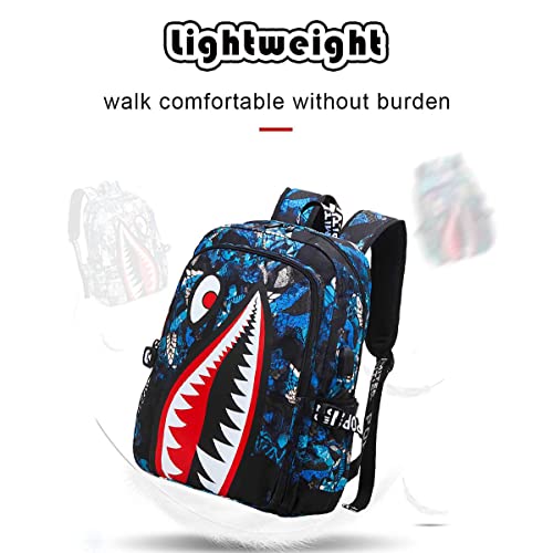 Waterproof Backpack Shark Backpack,Cartoon Shoulder Bag Casual Shark Daypack Backpacks for Boys Girls Teens Adults (Style 4)