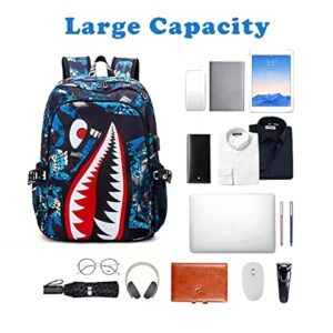 Waterproof Backpack Shark Backpack,Cartoon Shoulder Bag Casual Shark Daypack Backpacks for Boys Girls Teens Adults (Style 4)