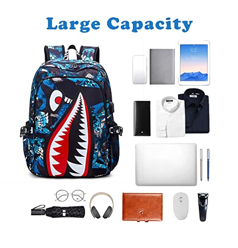 Waterproof Backpack Shark Backpack,Cartoon Shoulder Bag Casual Shark Daypack Backpacks for Boys Girls Teens Adults (Style 4)