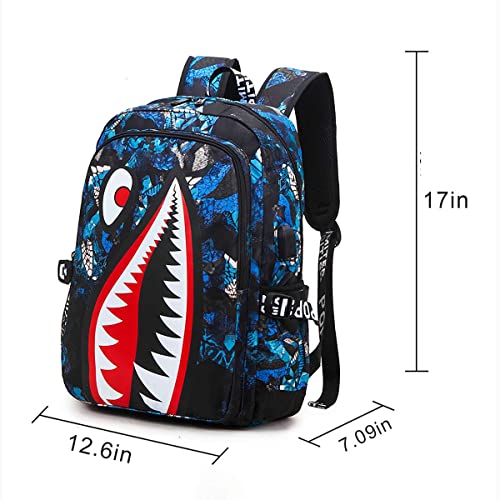 Waterproof Backpack Shark Backpack,Cartoon Shoulder Bag Casual Shark Daypack Backpacks for Boys Girls Teens Adults (Style 4)