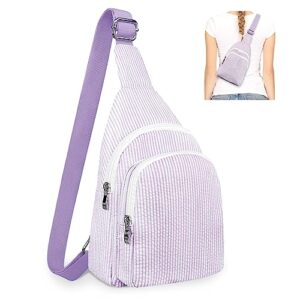 gfu sling bag, crossbody sling bag for men women, lightweight small seersucker sling backpack, summer crossbody shoulder bag, breathable chest bag daypack