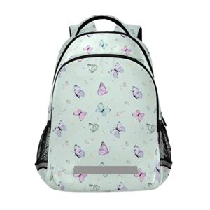 alaza colorful butterfly green backpack for students boys girls travel daypack