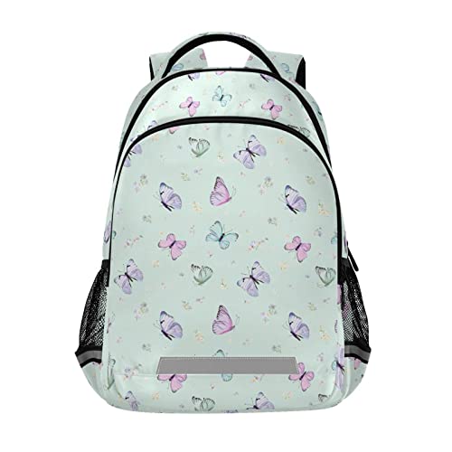 ALAZA Colorful Butterfly Green Backpack for Students Boys Girls Travel Daypack