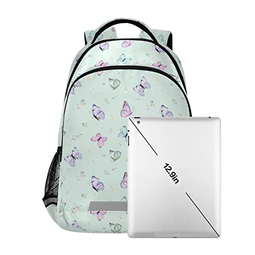 ALAZA Colorful Butterfly Green Backpack for Students Boys Girls Travel Daypack