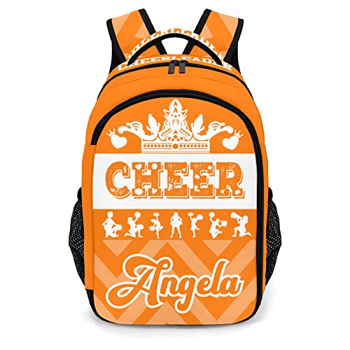 Anneunique Personalized Cheerleader Backpack Casual Bag Daypack for Women Men Camping Hiking Cheer Chevron Orange