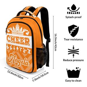 Anneunique Personalized Cheerleader Backpack Casual Bag Daypack for Women Men Camping Hiking Cheer Chevron Orange