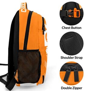 Anneunique Personalized Cheerleader Backpack Casual Bag Daypack for Women Men Camping Hiking Cheer Chevron Orange