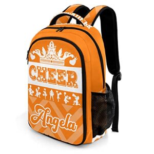 Anneunique Personalized Cheerleader Backpack Casual Bag Daypack for Women Men Camping Hiking Cheer Chevron Orange