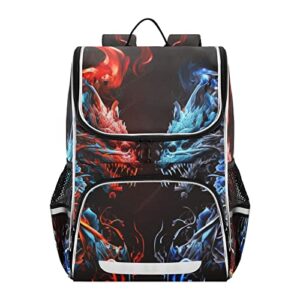 odawa red blue dragon school backpacks for boy kids large capacity bookbags with chest strap for school and travel