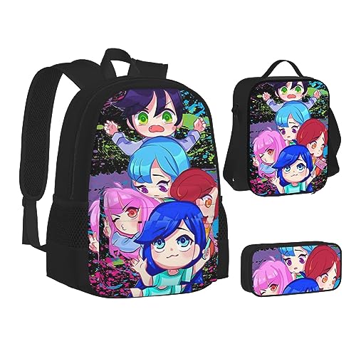 3-Piece Unisex Backpacks Set Including Travel Daypack, Lunch Tote Bag And Pencil Case Combination For Men Women