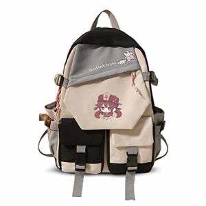 dalicoter genshin impact backpack hutao cosplay backpack business travel laptop black backpack school bag with gift