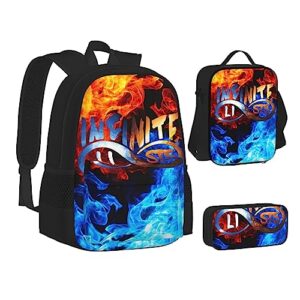 3-piece unisex backpacks set including travel daypack, lunch tote bag and pencil case combination for men women