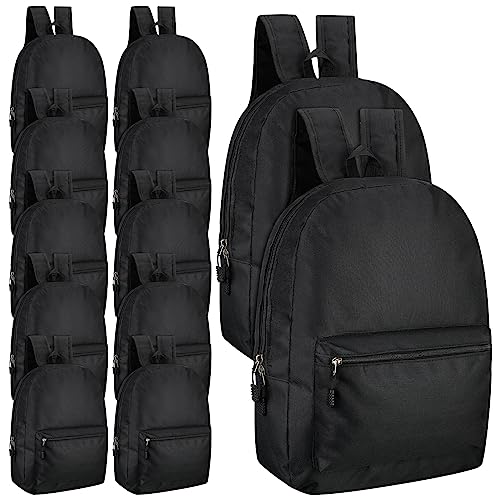 Amylove 24 Pack Backpacks Bulk Backpack for School 17 Inch Bookbags Back Pack for Kids Boys Girls Teens Students(Black)