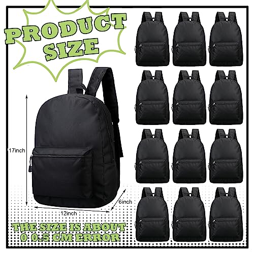 Amylove 24 Pack Backpacks Bulk Backpack for School 17 Inch Bookbags Back Pack for Kids Boys Girls Teens Students(Black)