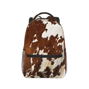 ZERAOKE Red and white cowhide Print Casual Large Capacity Multifunctional Backpack for Travel and Daily Life for Men Women Camping Shoulders Bags