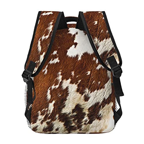 ZERAOKE Red and white cowhide Print Casual Large Capacity Multifunctional Backpack for Travel and Daily Life for Men Women Camping Shoulders Bags