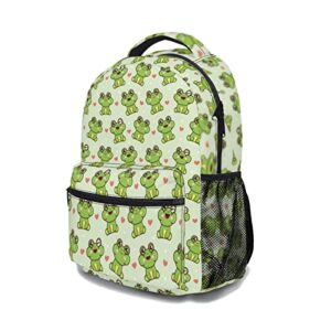 Frog Backpack for School Cute Frogs Bookbag for Kids Teen Girls Boys Back to School Bag Gifts for 2nd 3rd 4th 5th 6th Grade