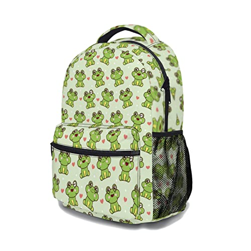Frog Backpack for School Cute Frogs Bookbag for Kids Teen Girls Boys Back to School Bag Gifts for 2nd 3rd 4th 5th 6th Grade
