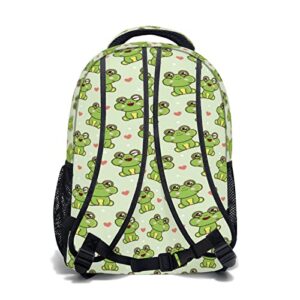 Frog Backpack for School Cute Frogs Bookbag for Kids Teen Girls Boys Back to School Bag Gifts for 2nd 3rd 4th 5th 6th Grade