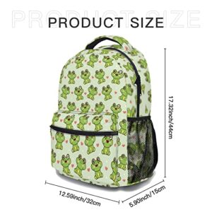 Frog Backpack for School Cute Frogs Bookbag for Kids Teen Girls Boys Back to School Bag Gifts for 2nd 3rd 4th 5th 6th Grade