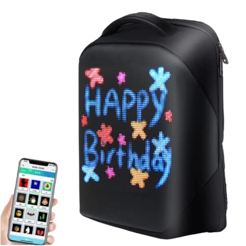 Led Backpack with Programmable & Full Color Screen, Birthday Gift for Men/Women,Travel Backpack, Laptop Backpack bag 15.6 Inch (Black) bluetooth,wifi