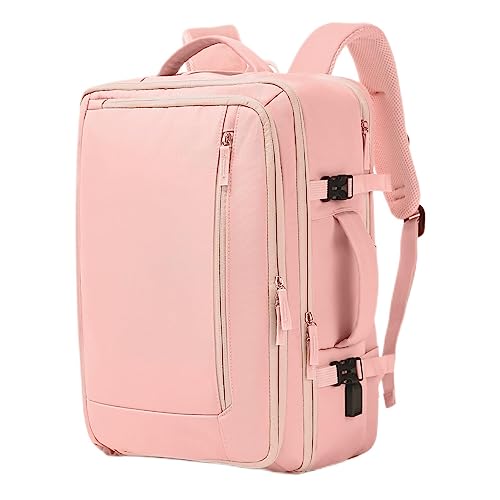 Yostorrie Large Travel Backpack for Women, 40L Airline Approved Carry on Backpack as Personal Item Size, Expandable Suitcase Backpack with Shoe Compartment,Waterproof Business Bag for 17in Laptop,Pink