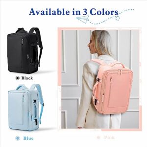 Yostorrie Large Travel Backpack for Women, 40L Airline Approved Carry on Backpack as Personal Item Size, Expandable Suitcase Backpack with Shoe Compartment,Waterproof Business Bag for 17in Laptop,Pink