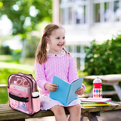 Silkfly 12 Pack Mini Mesh Backpack for Kids Bulk, 6 Colors Transparent Bookbag See Through Backpack Mesh Beach Bag with Padded Strap Beach for Kindergarten School Boys Girls