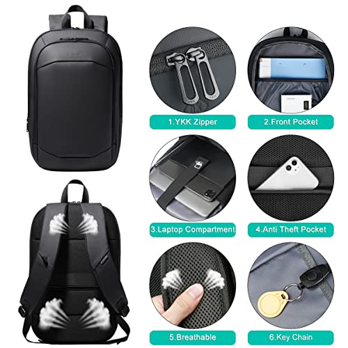 Slim Laptop Backpack for Men 15.6 inch,Waterproof Anti Theft Business Travel Backpack for Men and Women,Lightweght Expandable Durable College Backpack Weekend Casual Daypack Computer Work Laptop Bag