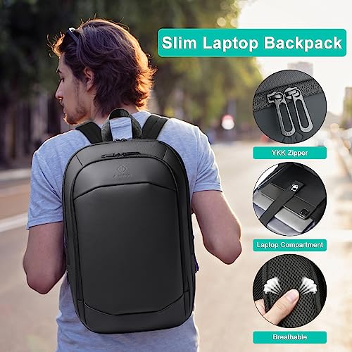 Slim Laptop Backpack for Men 15.6 inch,Waterproof Anti Theft Business Travel Backpack for Men and Women,Lightweght Expandable Durable College Backpack Weekend Casual Daypack Computer Work Laptop Bag