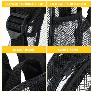 Silkfly 12 Pcs Mesh Backpack in Bulk for School See Through Heavy Duty Bookbags with Adjustable Straps for Kids Boys Girls Students Adults Clear Backpack for Beach, Fitness, Swimming, Outdoor Sports