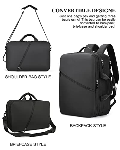 CoolBELL 3 in 1 Travel Backpack 17.3 Inches Laptop Backpack Weekender Casual Daypack Convertible Shoulder Bag Briefcase Water-proof Business Backpack for Men Women (Black)