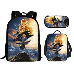 game backpack with pencil pouch and shoulder bag 3 piece boys girls backpack combo set 17in