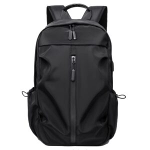 newsee water resistant lightweight backpack casual travel hiking backpack daypack durable with usb charging port (black)