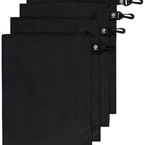 Ripstop Nylon Zipper Bag with Clip - Set of 4 (Black, 12 x 16 inch)