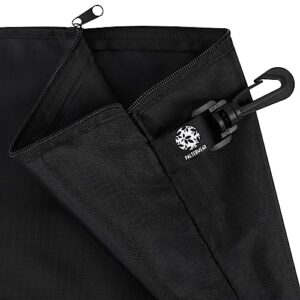 Ripstop Nylon Zipper Bag with Clip - Set of 4 (Black, 12 x 16 inch)