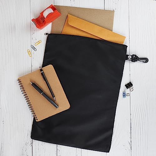 Ripstop Nylon Zipper Bag with Clip - Set of 4 (Black, 12 x 16 inch)