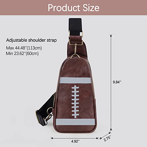 Ineowelly Sling Bag for Men and Women PU Leather Small Backpack for Women, Crossbody Sling Backpack Sport Rugby for Unisex Cycling Hiking Traveling(dark brown)