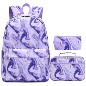 kids backpack set for school, 3pcs school bookbag set with square lunch bag pencil pouch, water resistant large capacity school bag for elementary middle high school girls boys