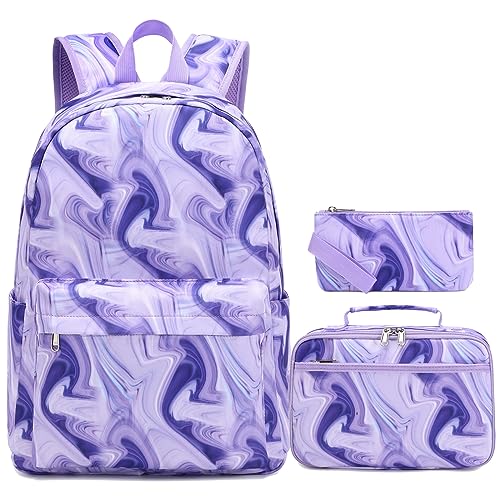 Kids Backpack Set for School, 3PCS School Bookbag Set with Square Lunch Bag Pencil Pouch, Water Resistant Large Capacity School Bag for Elementary Middle High School Girls Boys