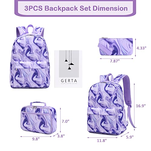 Kids Backpack Set for School, 3PCS School Bookbag Set with Square Lunch Bag Pencil Pouch, Water Resistant Large Capacity School Bag for Elementary Middle High School Girls Boys