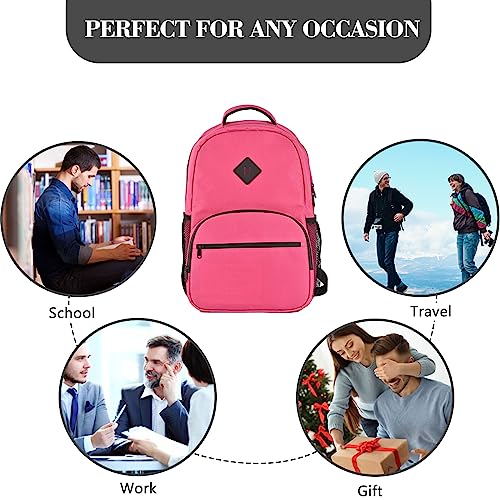 OZCHIN Medium Backpack with Combination Lock, Smell Proof - Classics Backpack Travel bags for Men Women (Rose Red)