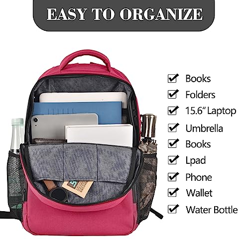 OZCHIN Medium Backpack with Combination Lock, Smell Proof - Classics Backpack Travel bags for Men Women (Rose Red)